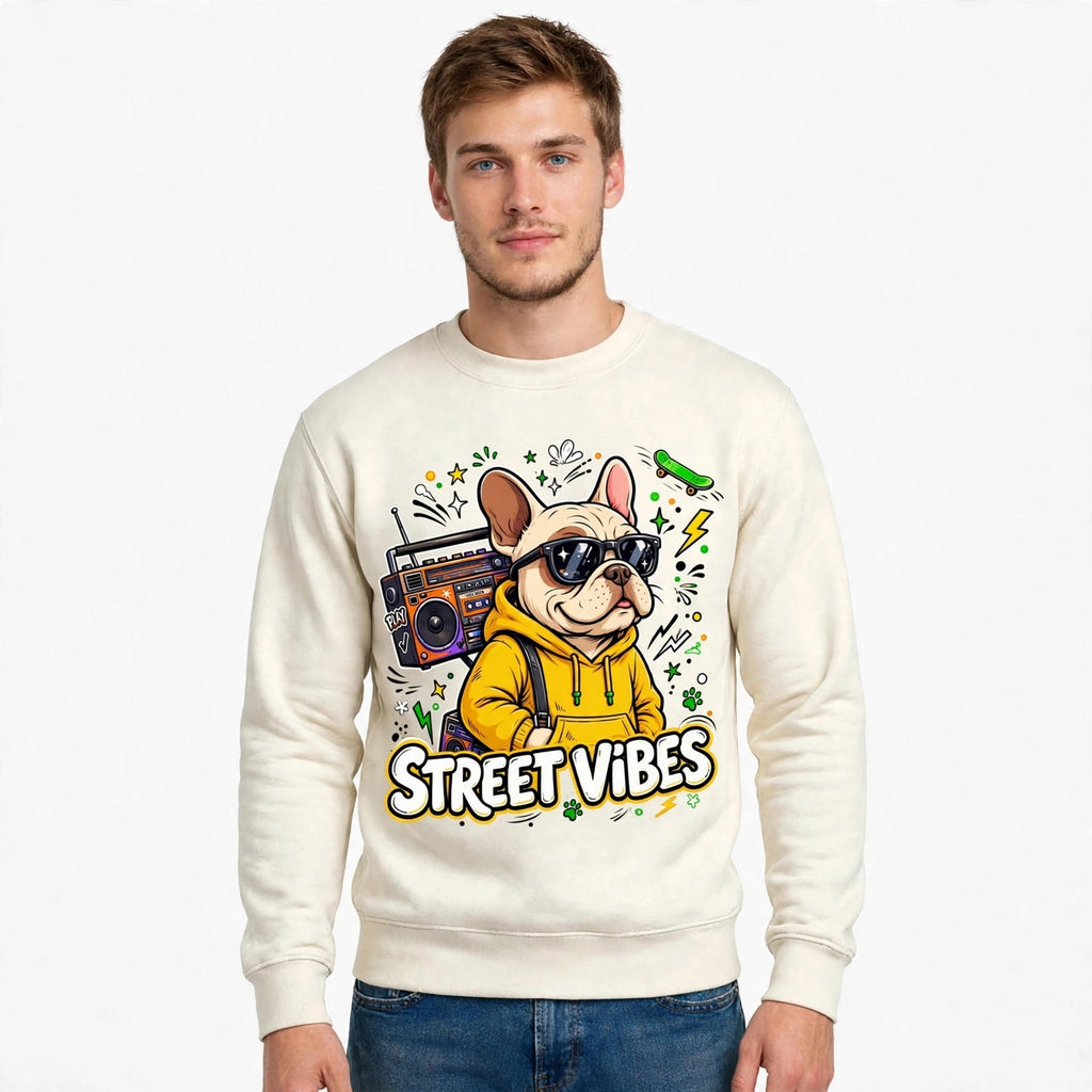 Street Vibes French Bulldog Graphic Sweatshirt | 350 GSM | 100% Cotton